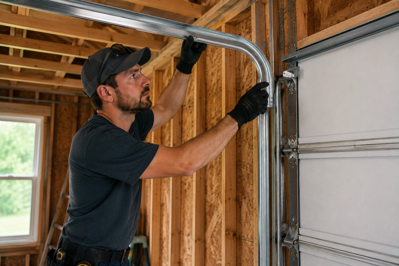 Emergency garage door track install